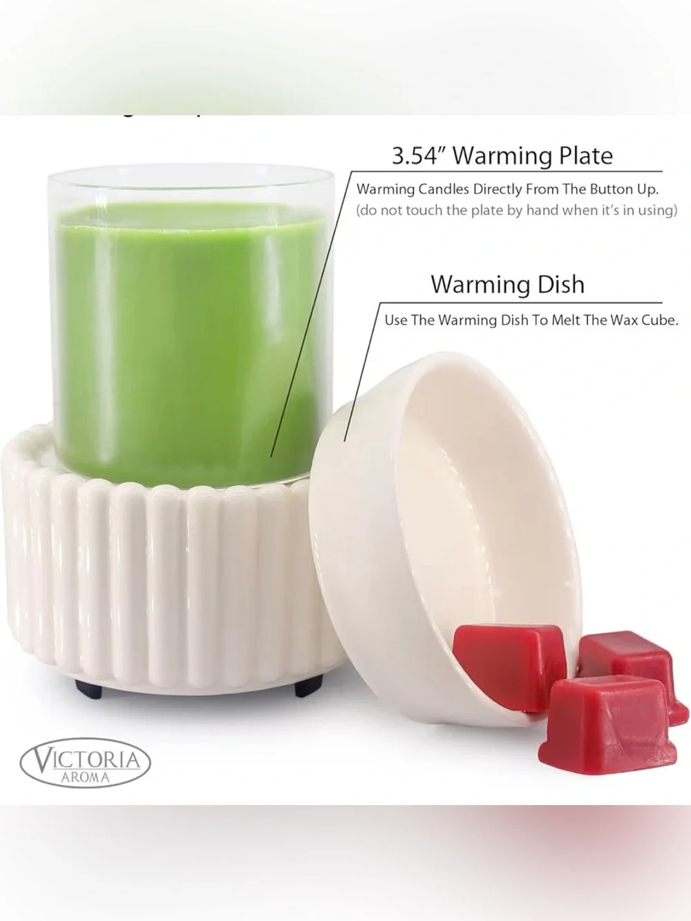 Victoria Aroma 3-in-1 Ceramic Wax Melt & Candle Warmer – White